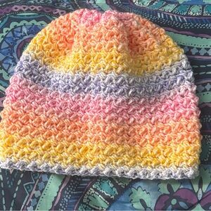 Handmade Pastel Rainbow Crochet Beanie